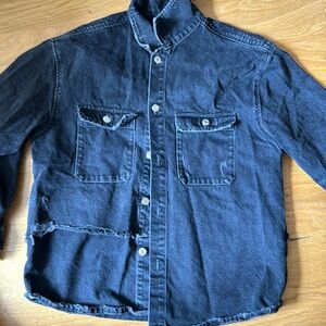 Zara man distressed denim shirt